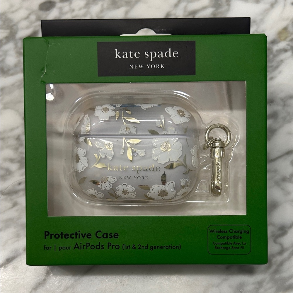 Kate Spade White and Gold Floral AirPods Pro Case